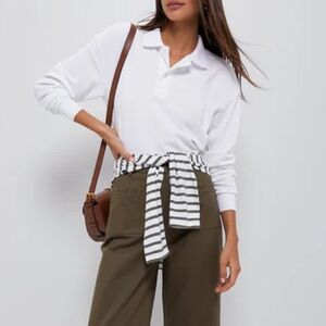 Tuckernuck White Long Sleeve Pique Holmes Boyfriend Polo